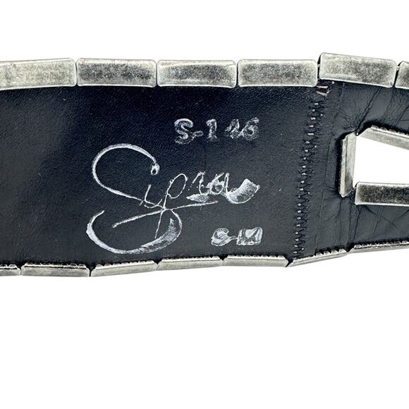 VINTAGE - 80s - SPIRA DISTRESSED LEATHER STUDDED WRAP BELT / signed by artist main image 5